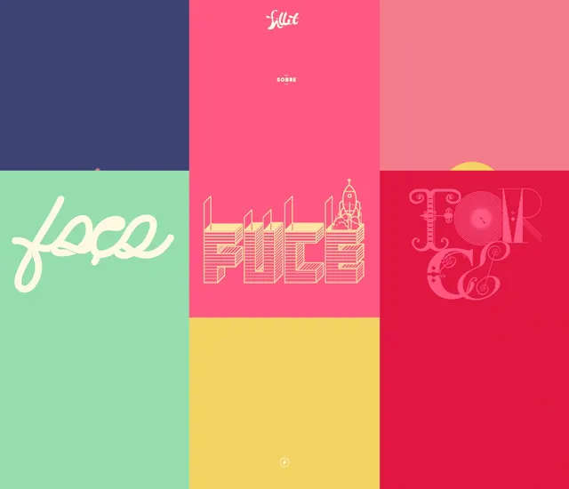 Colorful typography grid layout, playful, gradient-heavy, vibrant