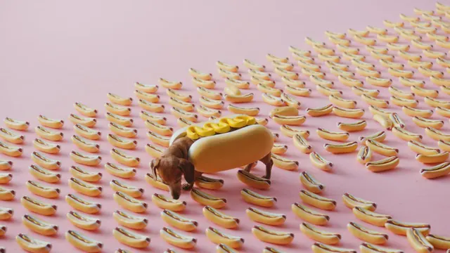 Surrealist hot dog 3D render, 3d-render, playful, warm