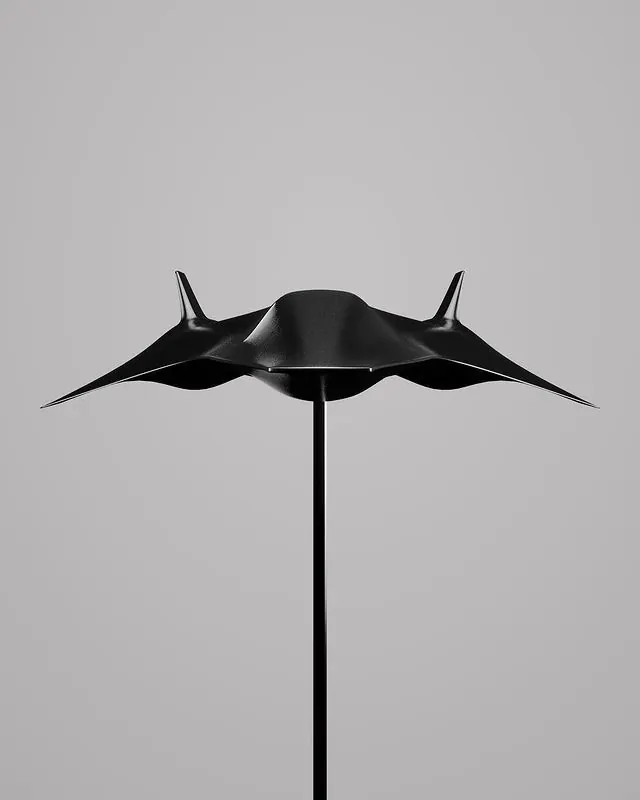 Blackbird sculpture minimal studio rendering, minimal, 3d-render, dark