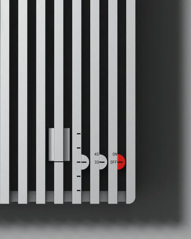 Minimal turntable control panel render, minimal, technical, monochrome