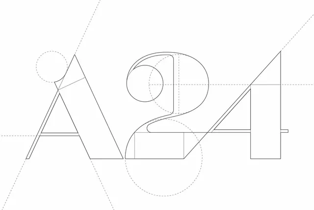A24 logo construction diagram, minimal, technical, light