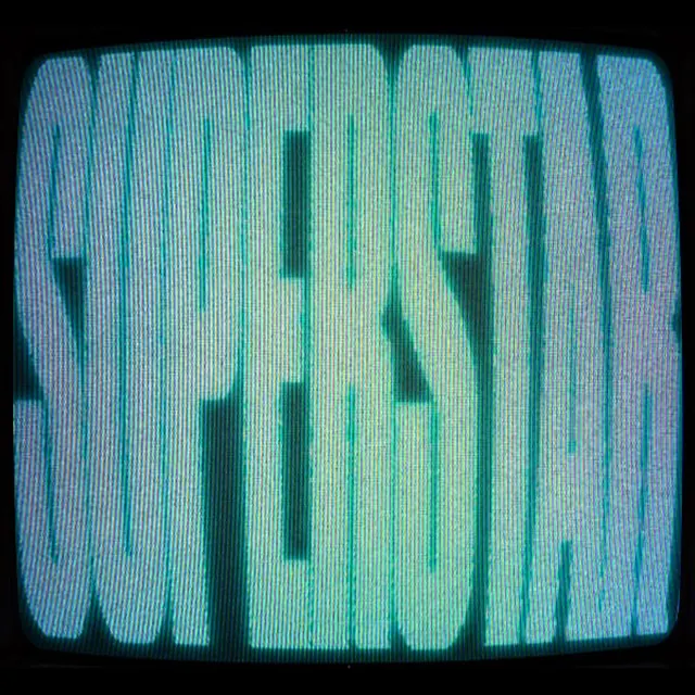 SUPERSTAR on cyan CRT screen, retro, y2k, cool
