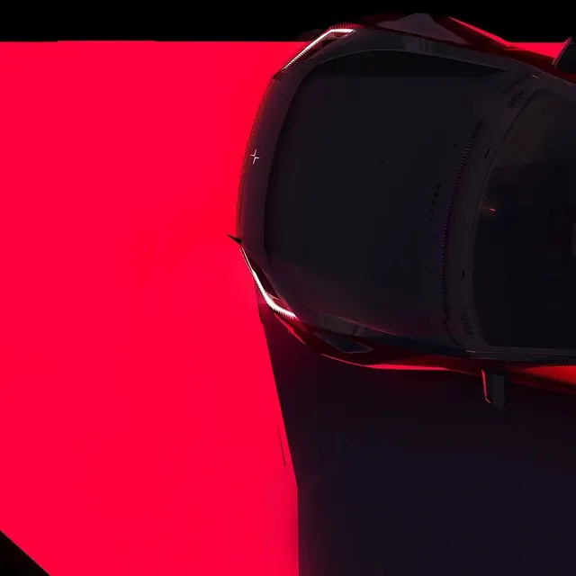 Polestar concept on red-black split, minimal, 3d-render, dark