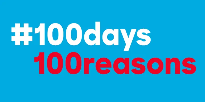 100days 100reasons typographic graphic, minimal, swiss, vibrant