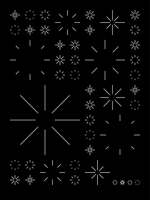 Minimalist line-drawn star pattern, minimal, line-art, monochrome