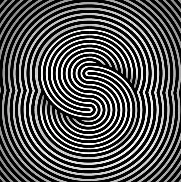 Op-Art S Spiral in Concentric Rings, abstract, geometric, monochrome