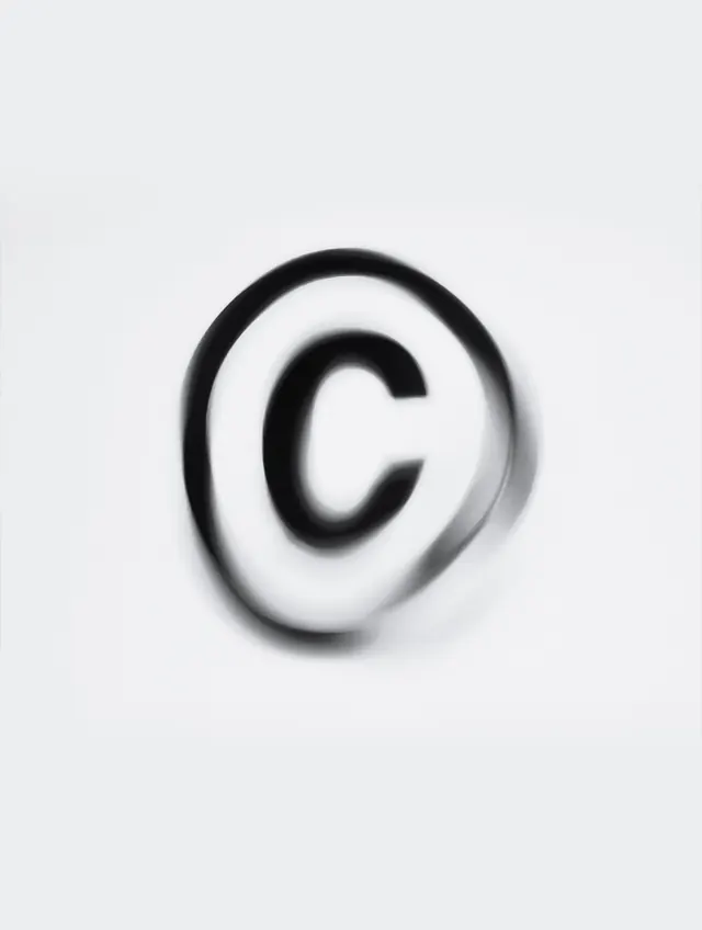 3D rendered copyright symbol with soft shadow, minimal, technical, light