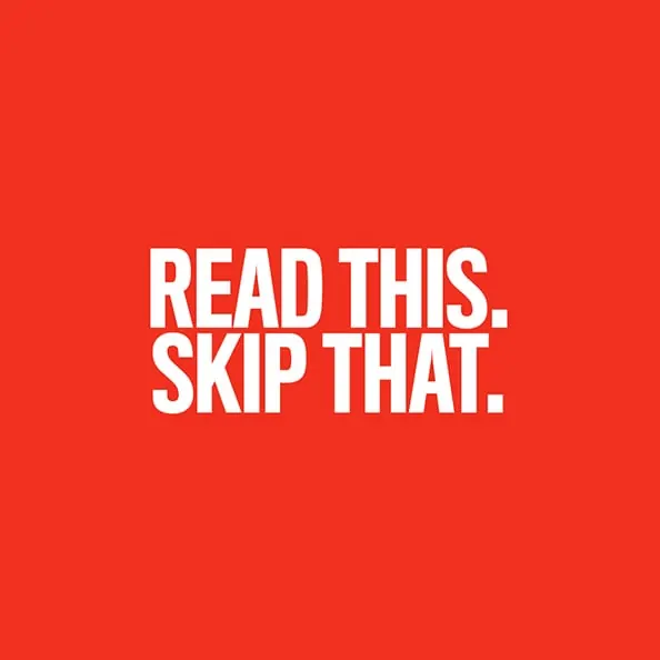 Bold Read/Skip Text Graphic, bold, flat, vibrant