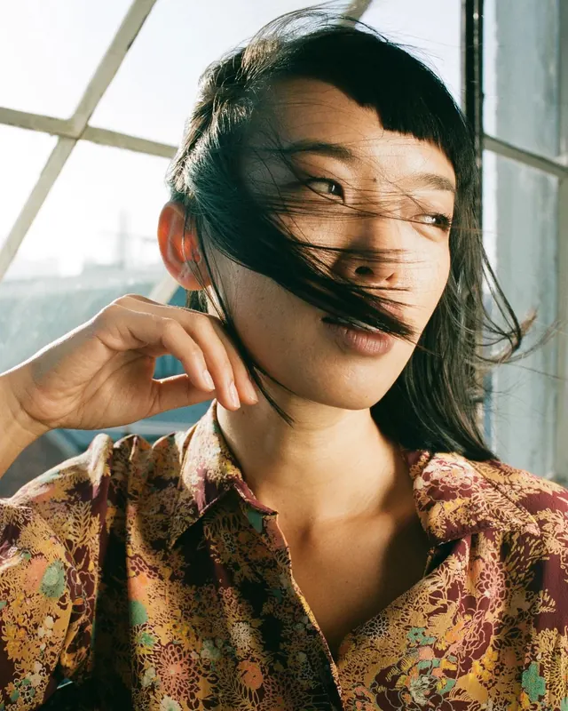 Warm Portrait with Patterned Shirt, photographic, warm, warm