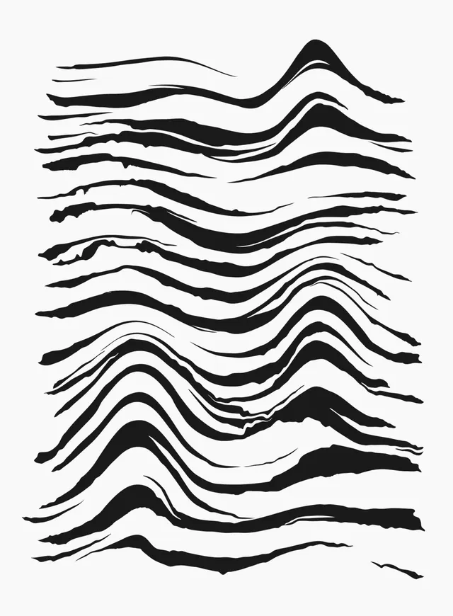 Abstract wavy line composition, line-art, abstract, monochrome