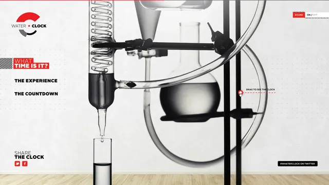 Interactive water clock installation concept, technical, editorial, light