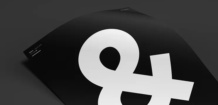 Dark monochrome graphic design with bold typography, minimal, technical, dark