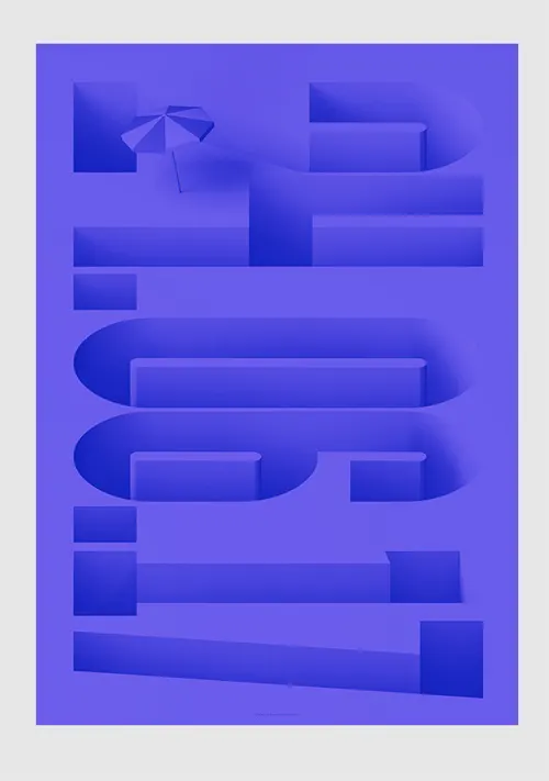 Abstract 3D geometric composition in purple gradient, 3d-render, geometric, cool