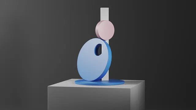 Geometric 3D form study with blue and pink, 3d-render, minimal, cool