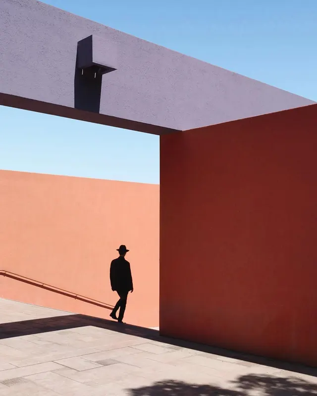 Minimalist architectural photography with shadow composition, photographic, minimalist, warm