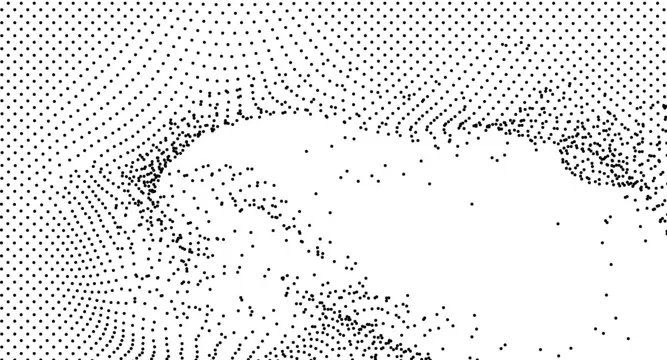 Organic dotted gradient wave pattern, abstract, geometric, monochrome