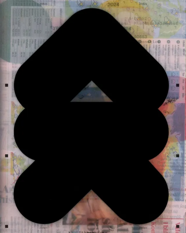 Overlaid maps with geometric shape cutout, collage, editorial, muted