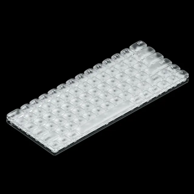 Transparent mechanical keyboard isometric render, 3d-render, minimal, monochrome