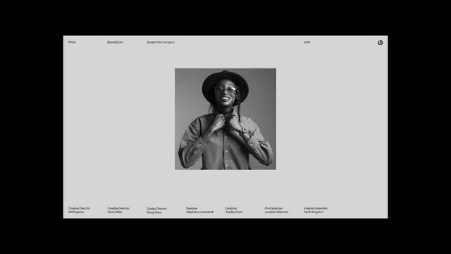 Doug Alves portfolio layout with designer credits, swiss, minimal, monochrome