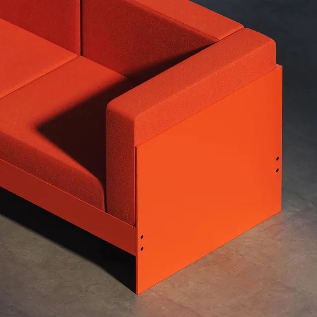 Orange modular sofa corner detail render, 3d-render, minimal, vibrant