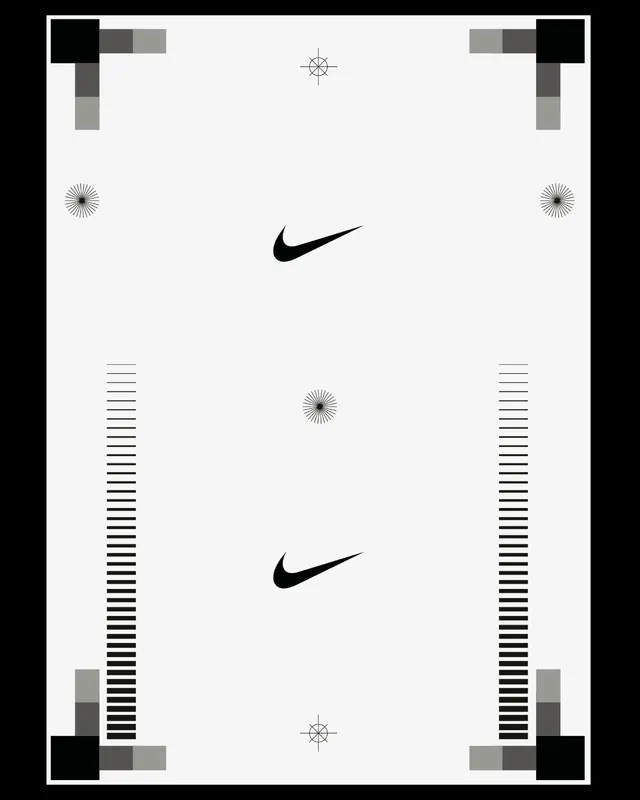 Nike print registration and color-calibration sheet, geometric, technical, monochrome