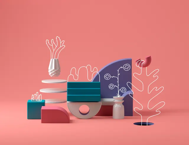 Flora project 3D render illustration, 3d-render, colorful, vibrant