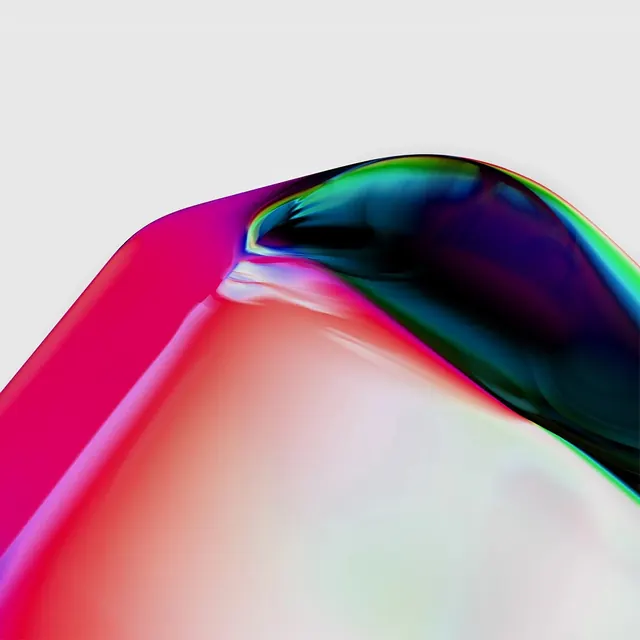 Iridescent 3D-rendered glossy blob, 3d-render, abstract, vibrant