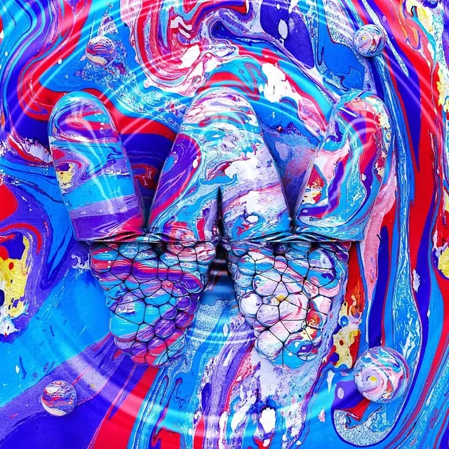 Psychedelic neon liquid swirl, abstract, gradient-heavy, vibrant