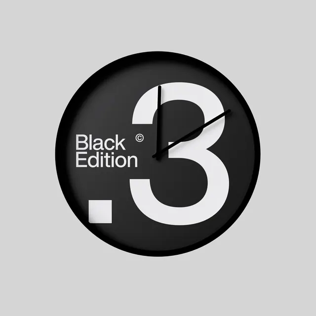 Black Edition 3 Clock Face, minimal, monochrome, monochrome