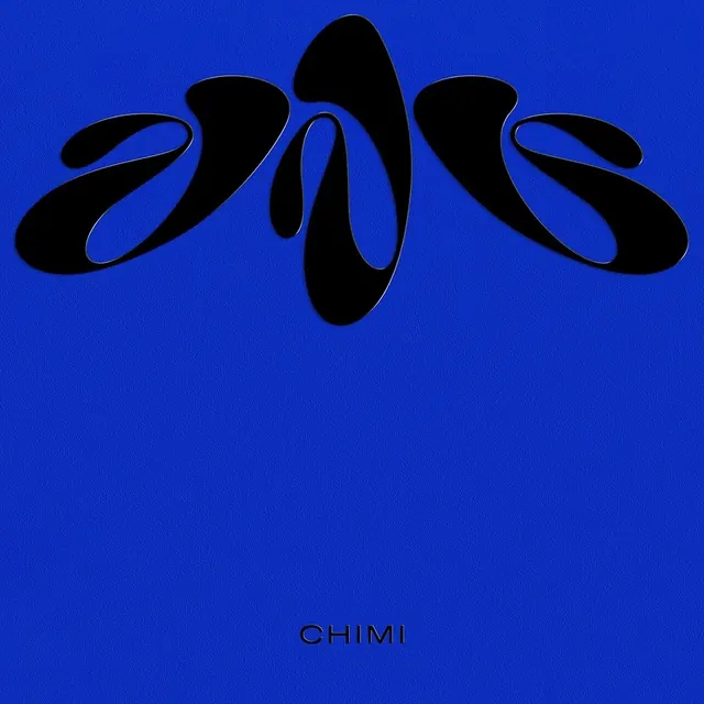 Abstract Black Script on Blue, minimal, abstract, vibrant