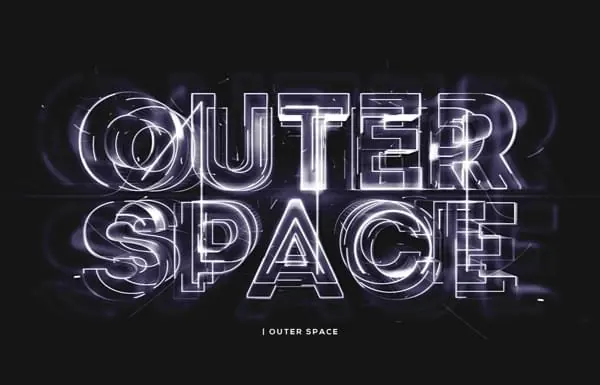 Outer Space Typography Design, neo-brutalist, abstract, dark