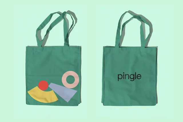 Pingle Tote Bag Mockup, minimal, flat, vibrant