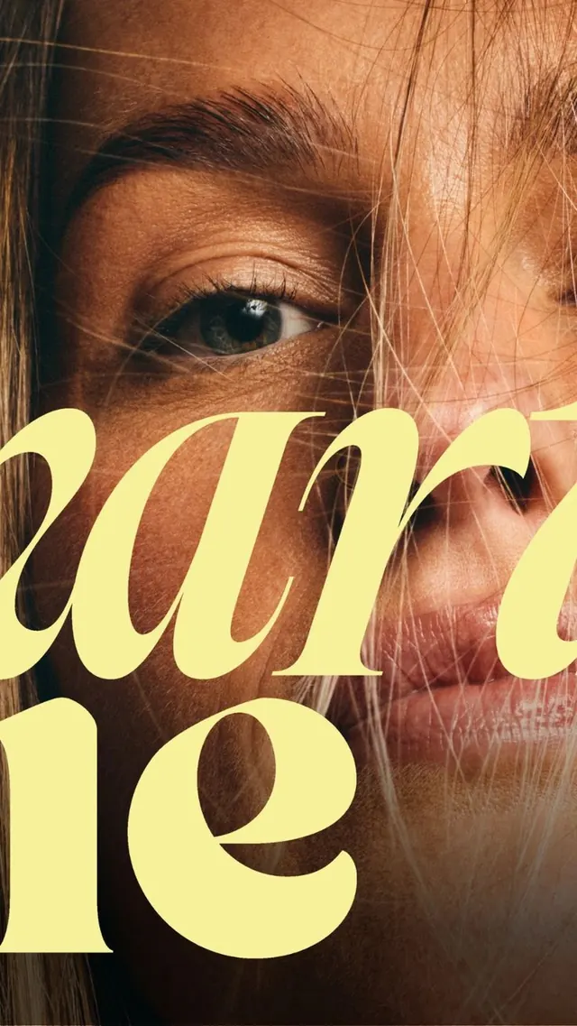 Overlapping Typography Portrait, maximalist, editorial, high-contrast