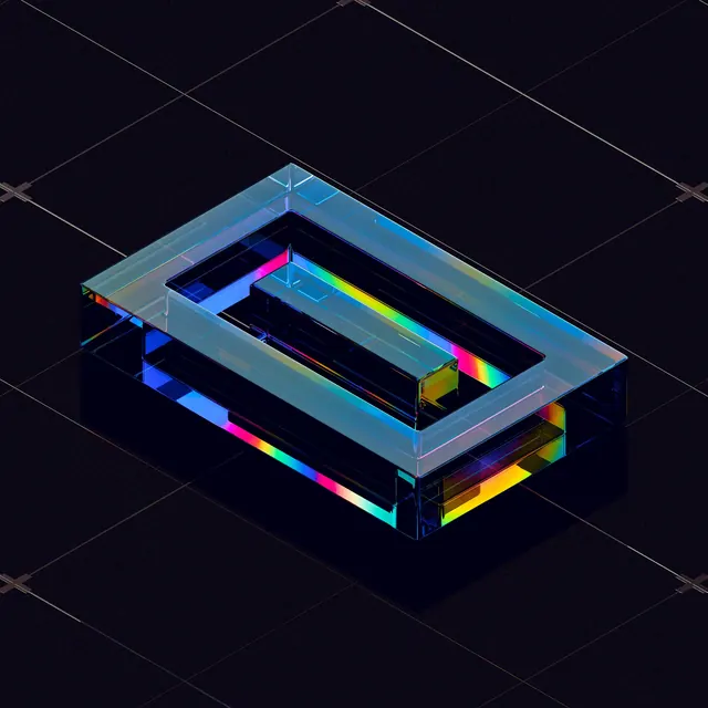 3D Glassy Rectangular Frame, glassmorphism, technical, dark