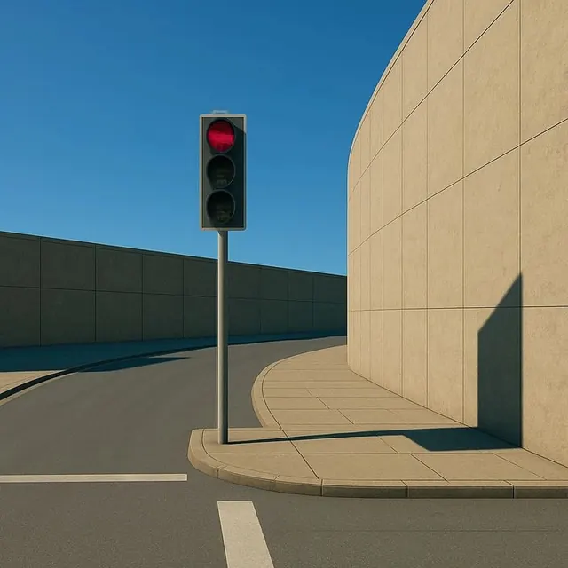 Minimalist Urban Architecture and Traffic Signal, minimal, geometric, light