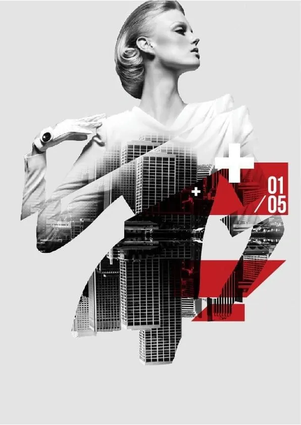 Abstract Portrait Collage, brutalist, maximalist, high-contrast