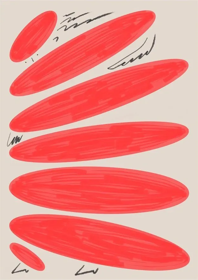 Abstract Red Strokes Composition, organic, minimal, vibrant
