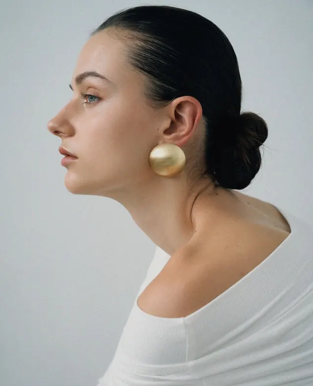 Profile Portrait with Gold Earring, minimal, luxury, light