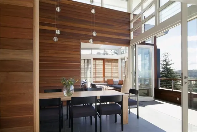 Modern Office Interior with Wood Paneling, minimal, organic, warm