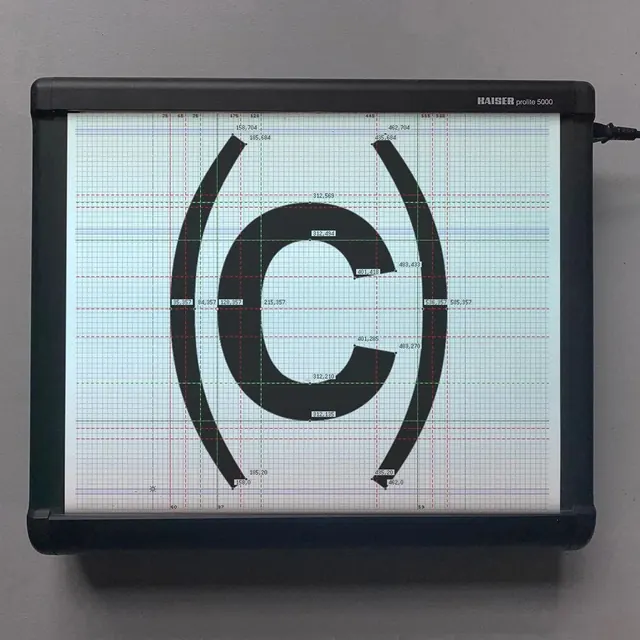 C-Character Graphic on Monitor, technical, minimal, monochrome