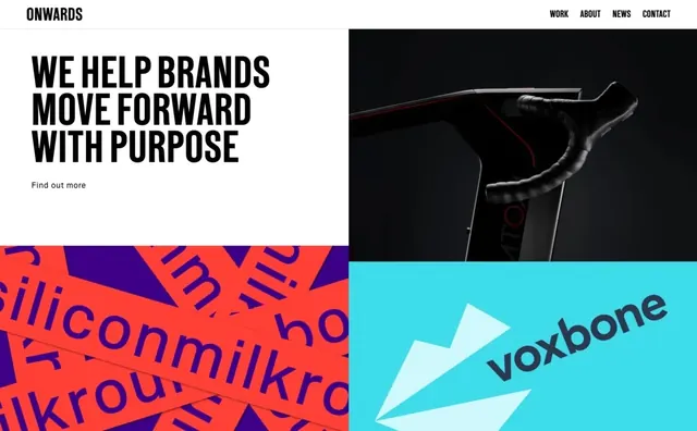 Onwards Brand Identity Layout, minimal, vibrant