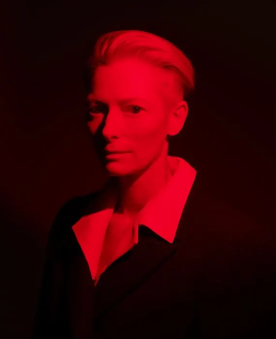 Red Lit Portrait, dark-mode, photographic, dark
