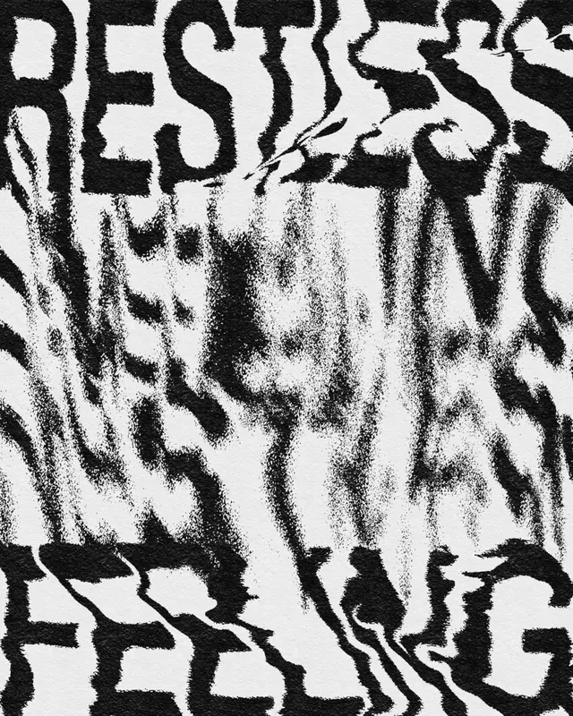 Distorted Typography Graphic, brutalist, neo-brutalist, monochrome
