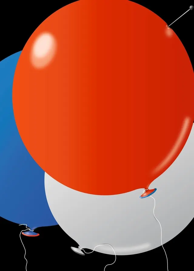 Red and blue balloon 3D graphic, minimal, 3d-render, vibrant