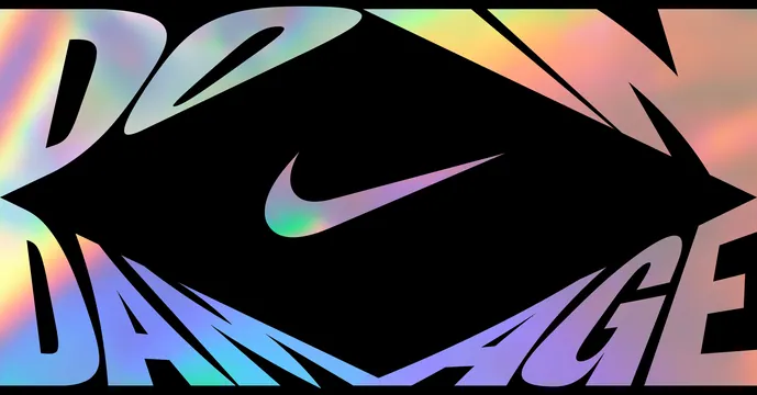 Nike Double Swoosh Graphic, neo-brutalist, maximalist, vibrant