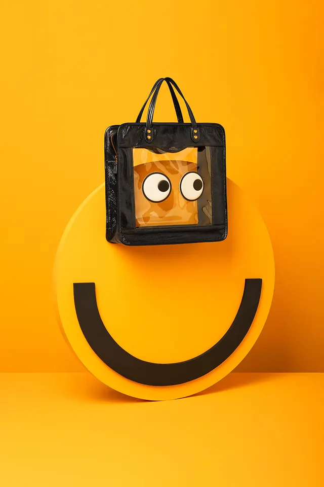 Yellow Character with Backpack, 3d-render, playful, vibrant