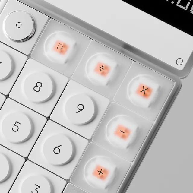 Calculator Interface Detail, glassmorphism, minimal, light