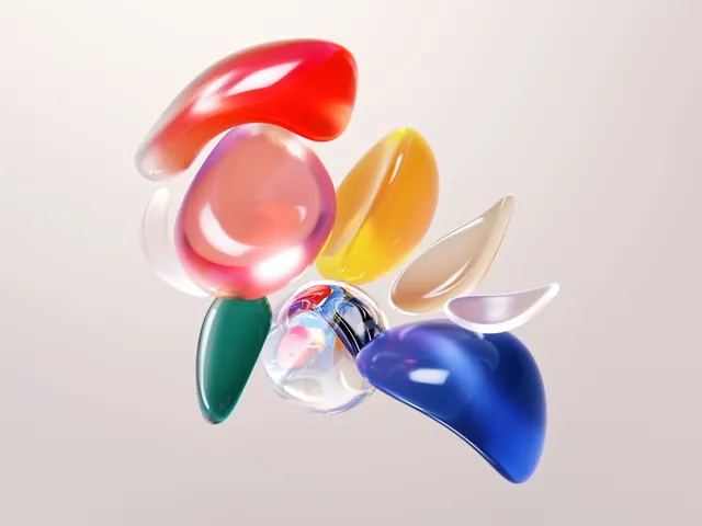 Iridescent 3D Fluid Shapes, 3d-render, organic, vibrant
