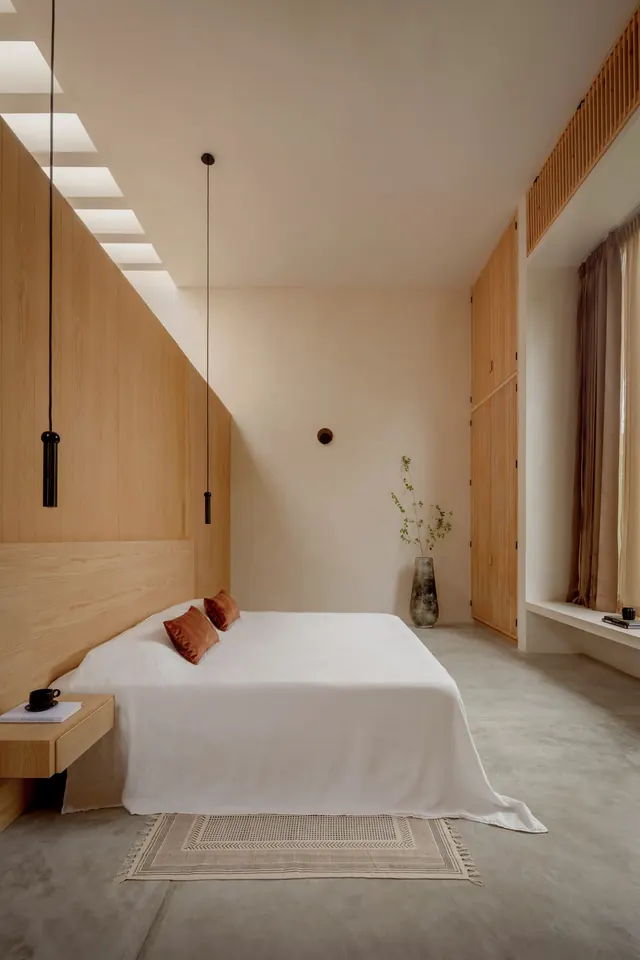 Minimalist Bedroom Interior, minimal, light-mode, warm