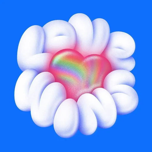 3D Iridescent Heart with Creamy Texture, 3d-render, playful, vibrant